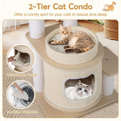 Cat Tree, Tall Multi-Layer Cats Tower with Comfy Padded Top Perch