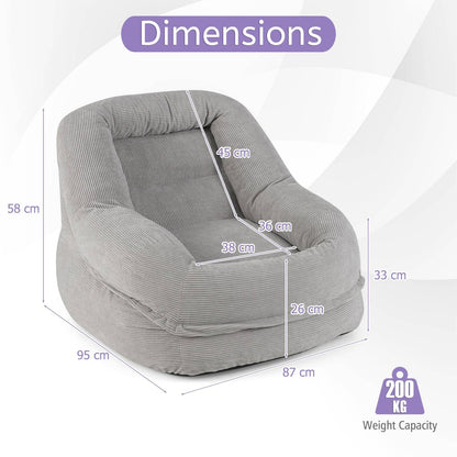 Boneless Floor Single Sofa Chair with Soft Stripe Corduroy Cover