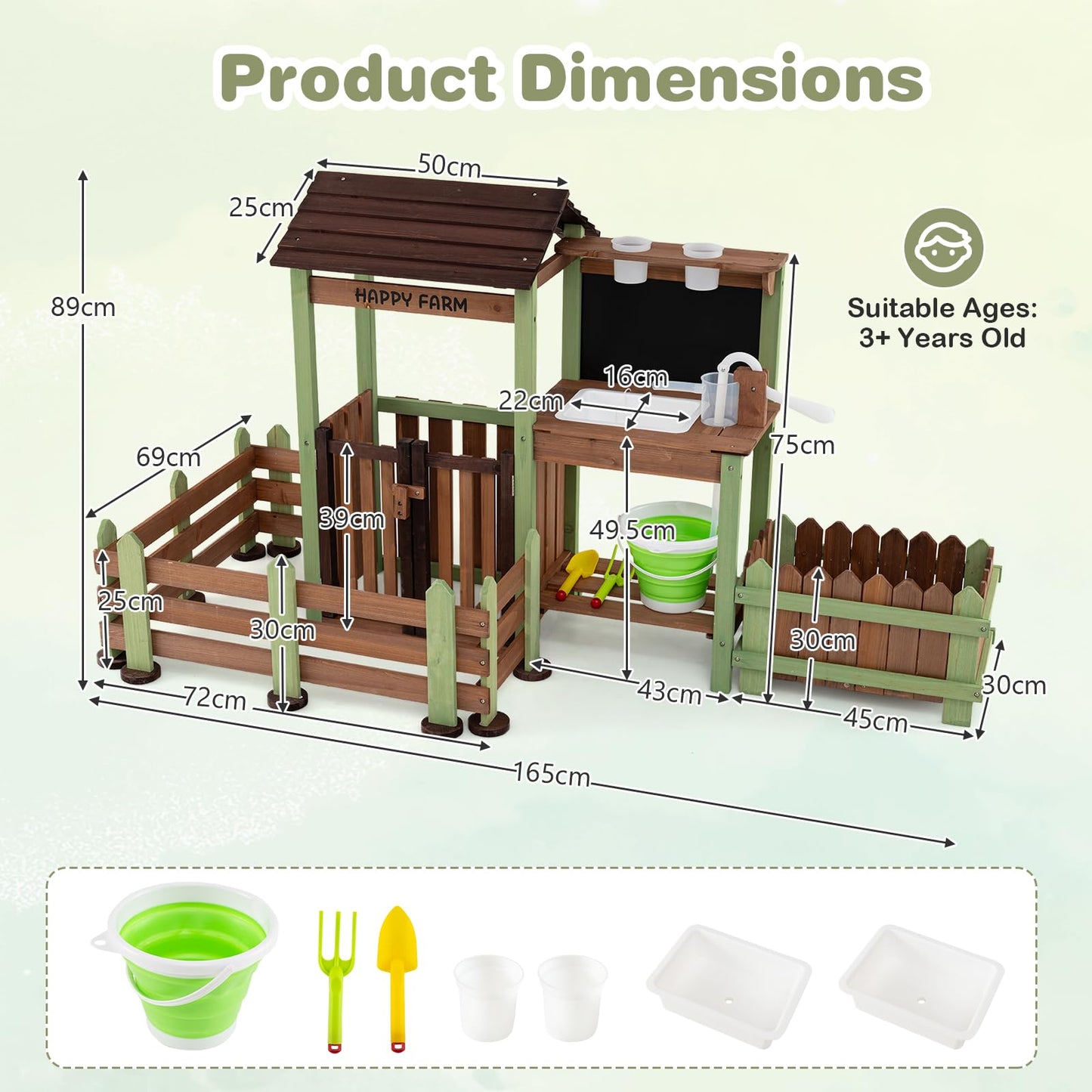 Outdoor Mud Farm Playset for Kids Age 3+