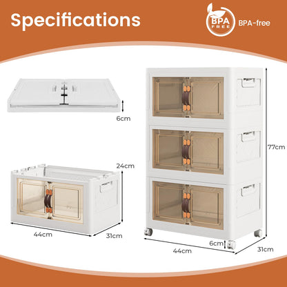 Folding Shoe Storage Cabinet with Lockable Wheels