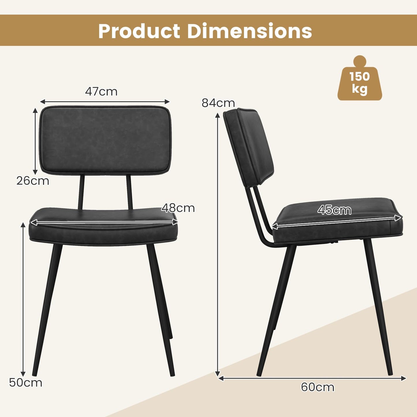 Kitchen Faux Leather Upholstered Dining Chair Set of 2