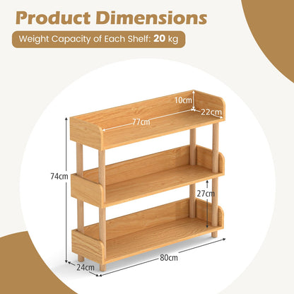 Sturdy Pine Wood, Elevated Guardrails, Free Standing Open Shelving Unit Plant Stand