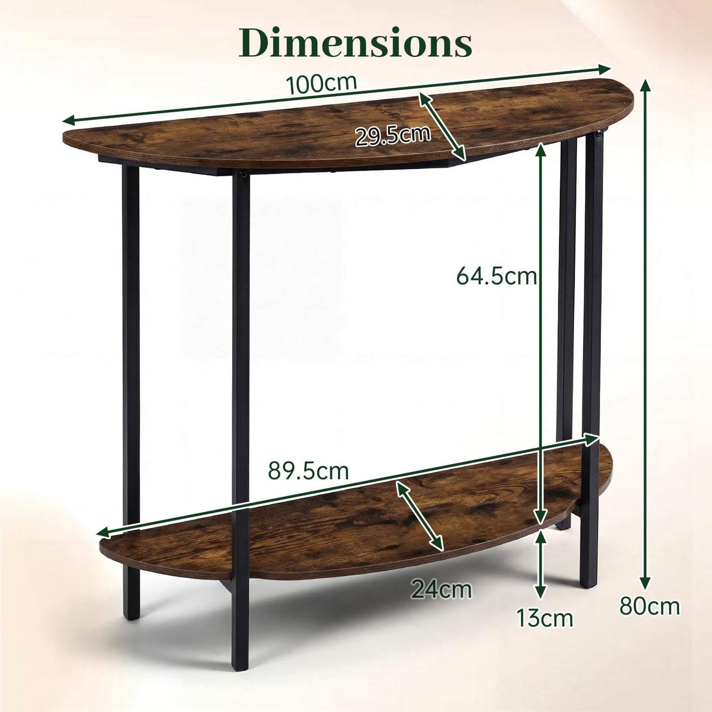 2-Tier Industrial Sofa Couch Table with Open Storage Shelf and Heavy-duty Metal Frame