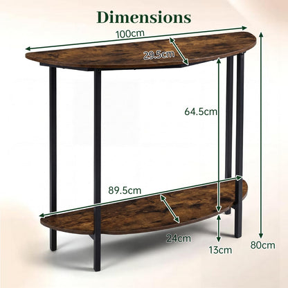 2-Tier Industrial Sofa Couch Table with Open Storage Shelf and Heavy-duty Metal Frame