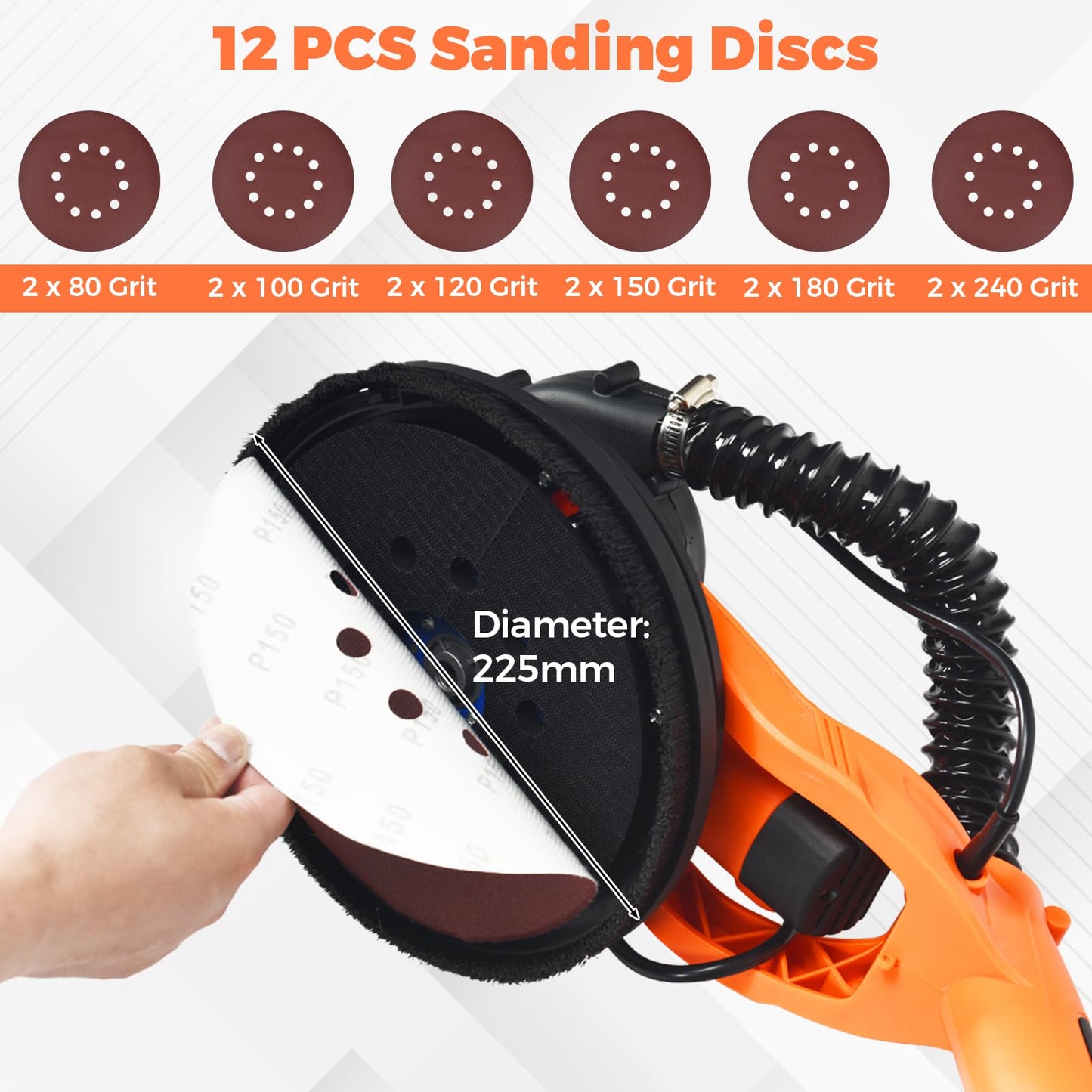 750W Sander Machine with Automatic Vacuum System and 6 Variable Speed