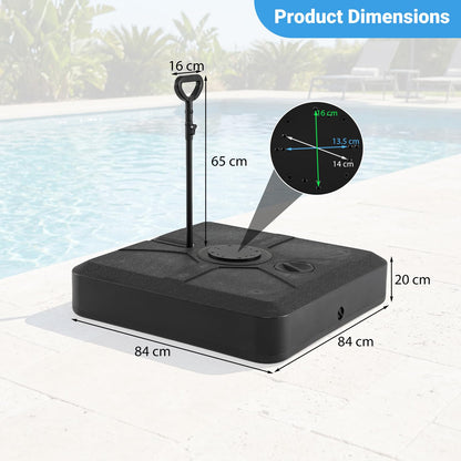 Cantilever Umbrella Base, 150kg Water or Sand Fillable Patio Weighted Umbrella Stand