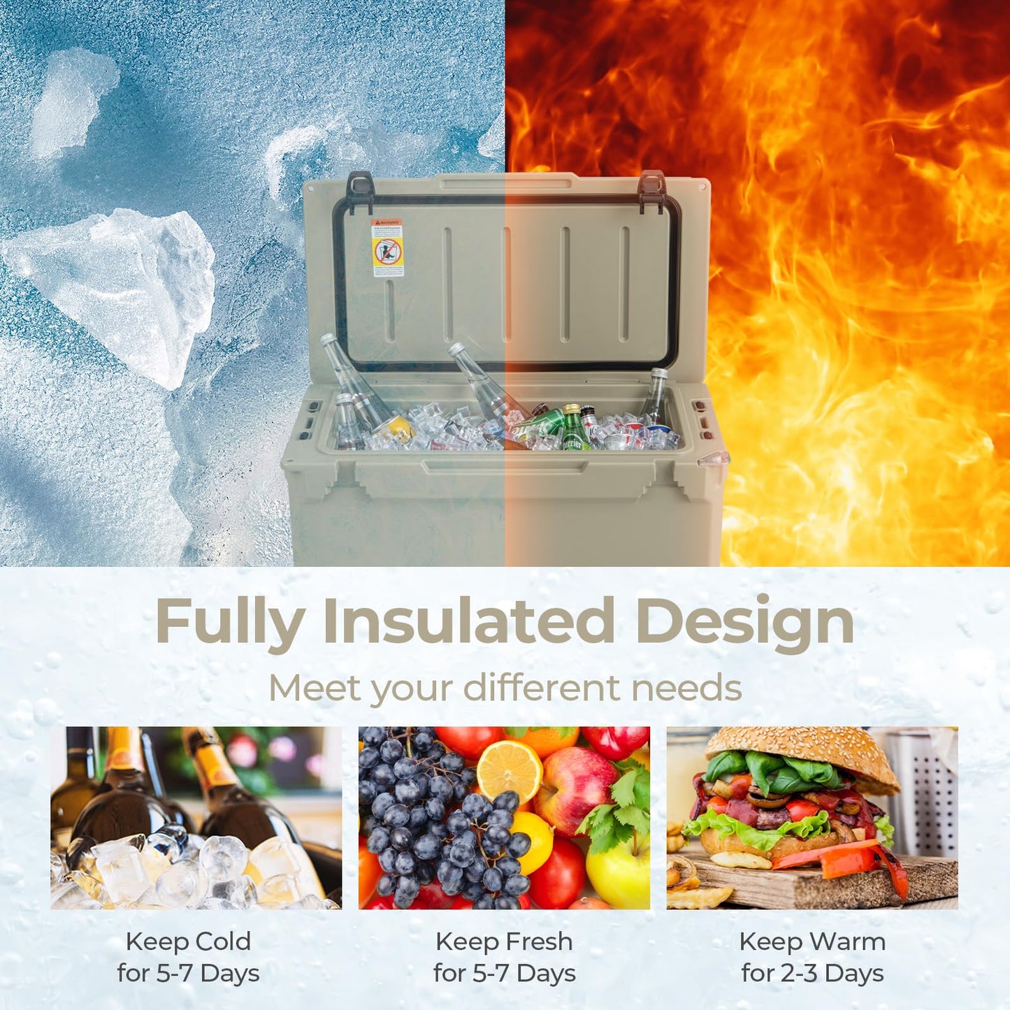 47L Portable Rotomolded Cooler with Integrated Cup Holders