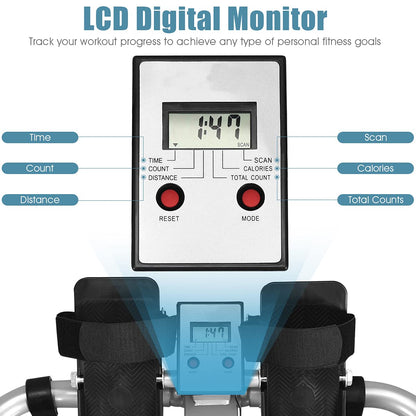 Hydraulic Rowing Machine with LCD Monitor for Home Gym