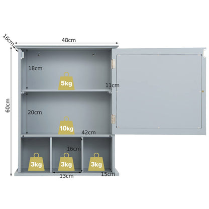 Mirror Door Cabinet with Adjustable Shelf and 3 Compartments