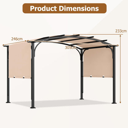 Retractable Pergola, Large Garden Pergola with Sun Shade Canopy, Outdoor Arched Patio Shelter