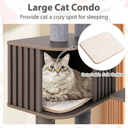 Multi-level Cat Tree for Indoor Cat with Cushion Top Perch