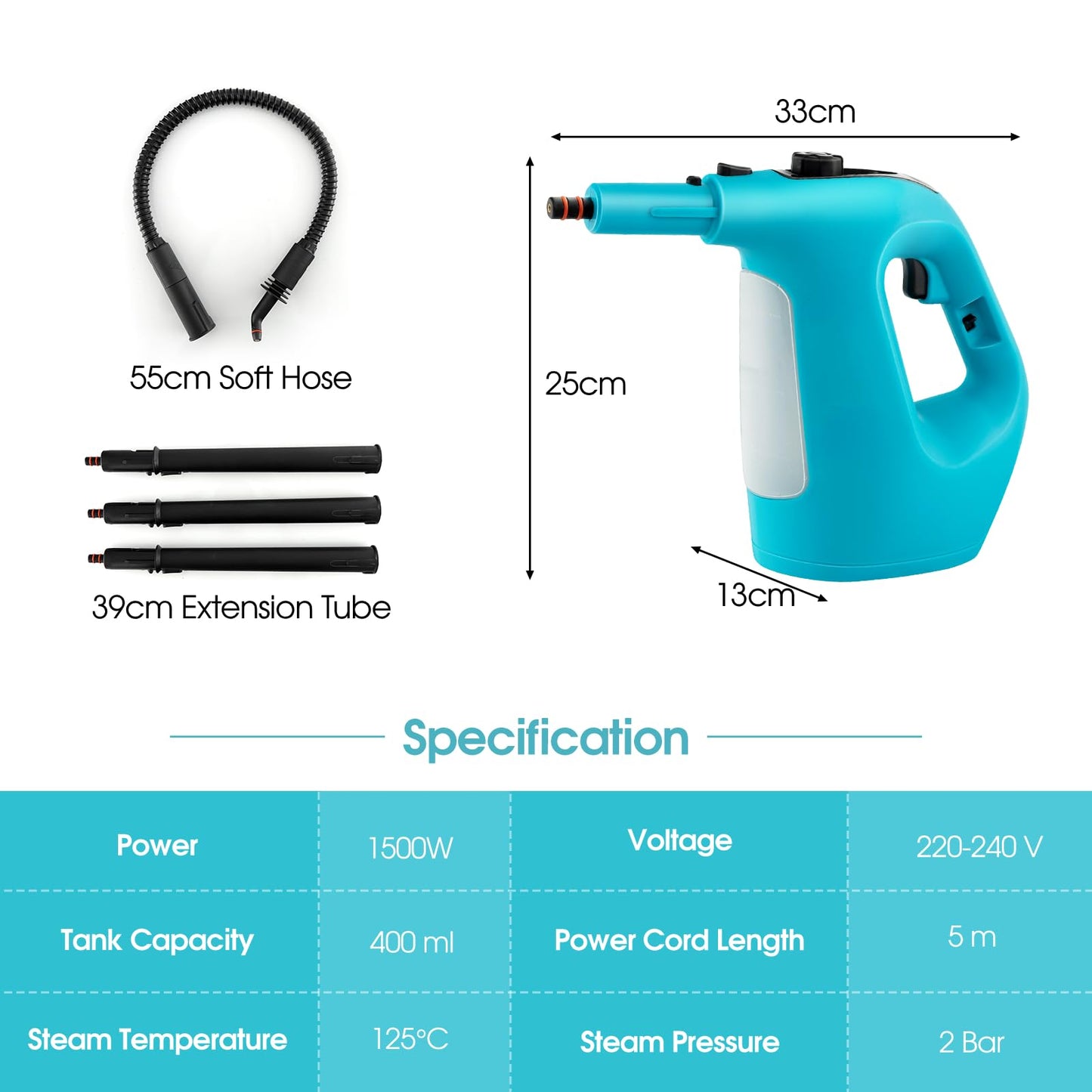 Multi-Surface Handheld Steam Cleaner with Safety Lock