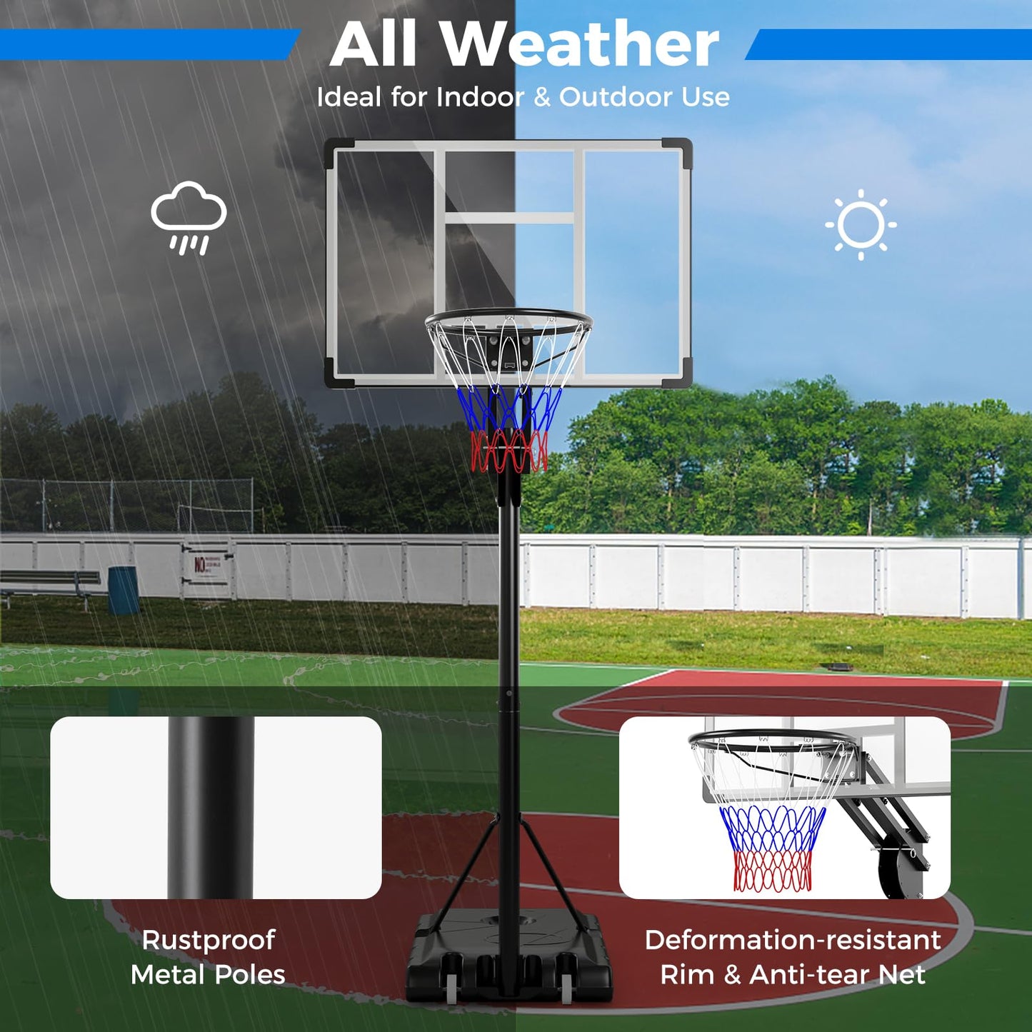 All Weather Basketball Goal System with 2 Wheels