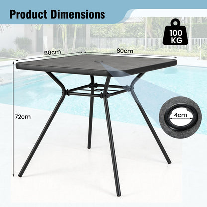 80 x 80 cm Patio Dining Table for 4 Persons with Faux Marble Top