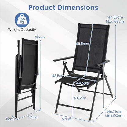 Folding Garden Chairs Set 2, Portable Outdoor Dining Chairs