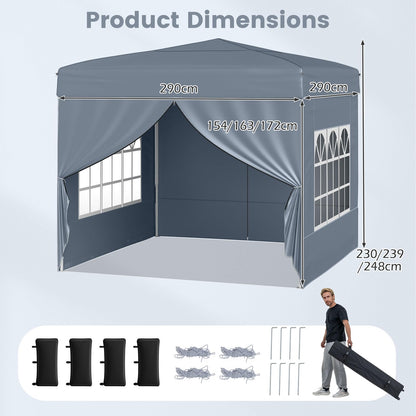Pop up Gazebo, Outdoor Canopy Tent with 4 Removable Sidewall