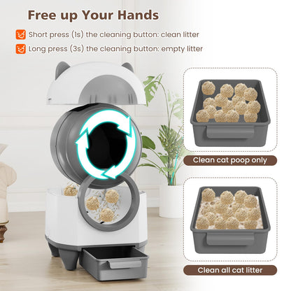 Self-Cleaning Cat Litter Box, 80L Large Capacity Electric Automatic Cat Toilet