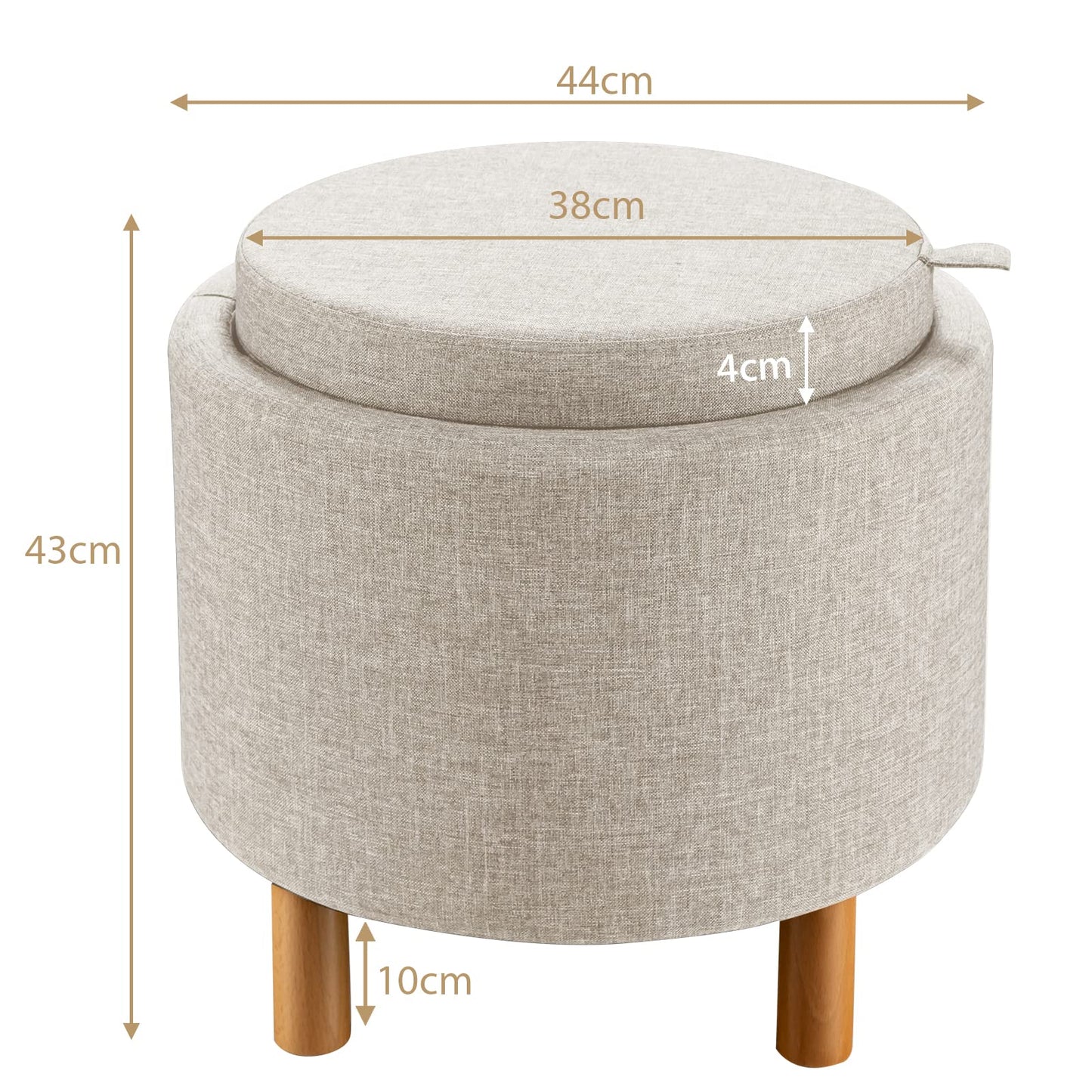Modern Round Padded Storage Ottoman with Hidden Storage Space