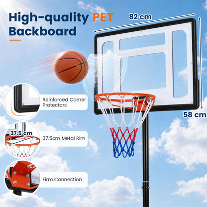10FT Portable Basketball Hoop and Stand with Wheels