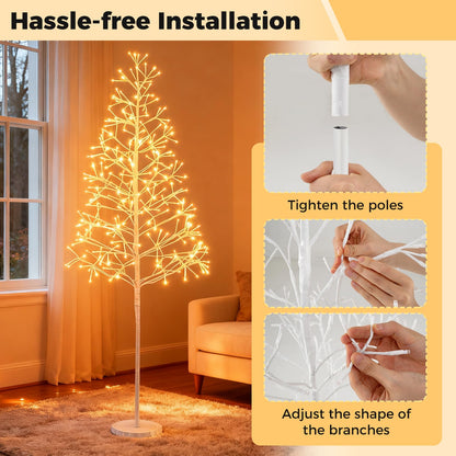 1.5/1.8m Lighted Birch Tree Twig Tree with 240 Warm White LED Lights