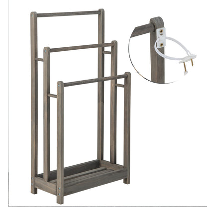 Freestanding Bathroom Towel Rail with Bottom Shelf and Anti-toppling Device