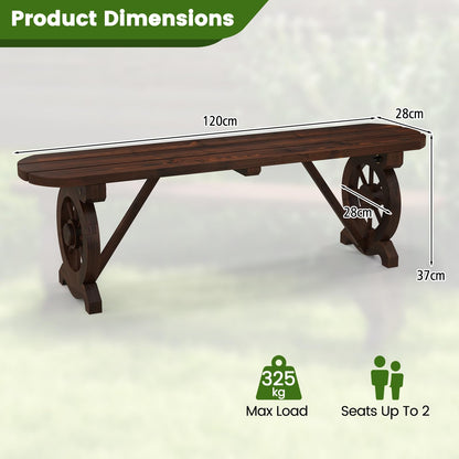 Wagon Wheel Shape 2-Seater Garden Bench