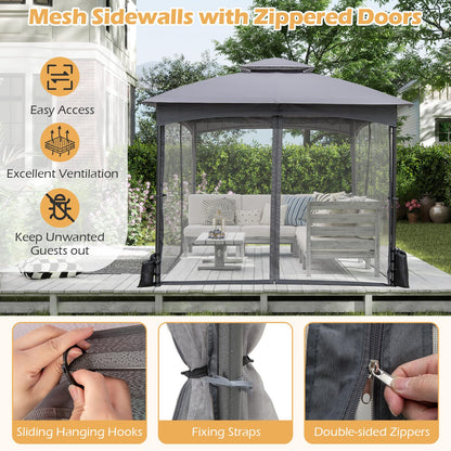 Garden Gazebo with Netting Sidewalls and 4 Sandbags