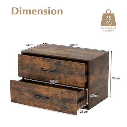 Stackable 2-Drawer Dresser with Anti-scratch Pads and Anti-tipping Devices