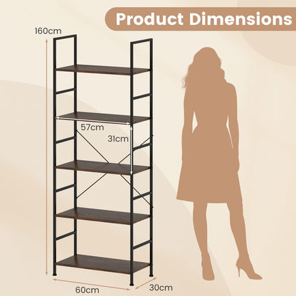 Wooden Storage Bookcase Ladder Shelving Unit