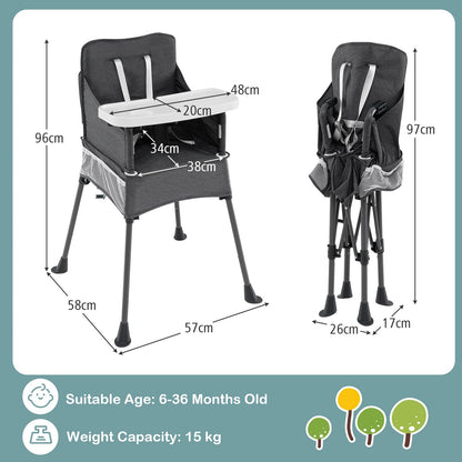 Foldable High Chair for Babies and Toddlers | Baby Highchair with 2-Level Adjustable Tray