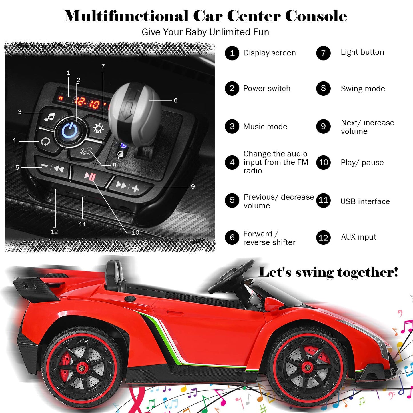 2-Seater Licensed Lamborghini Racing Cars with Remote Control