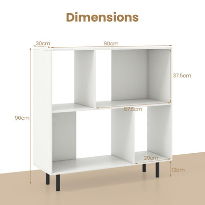 Mid Century Modern Minimalist Cube Bookshelf with 4 Compartments