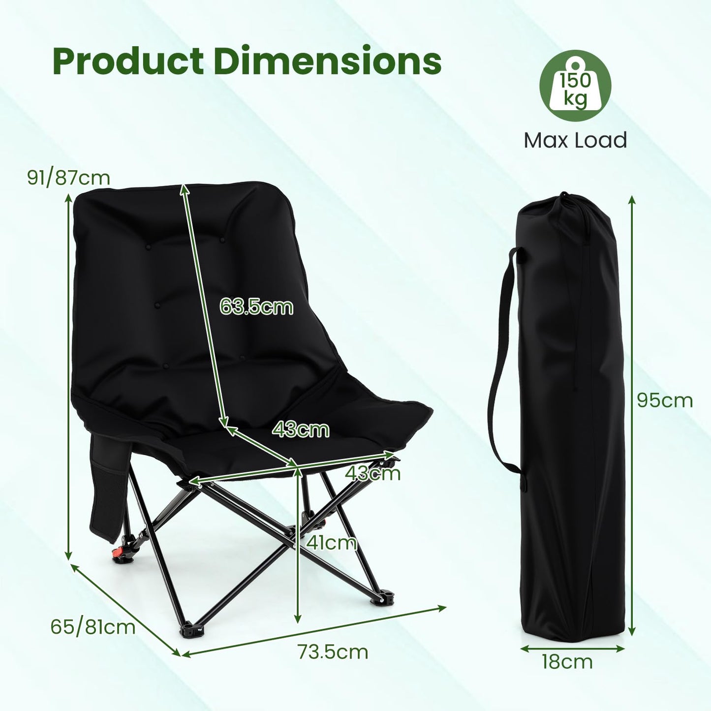 Folding Camping Chair, Lightweight Director Chair with Storage Pocket and Carrying Bag
