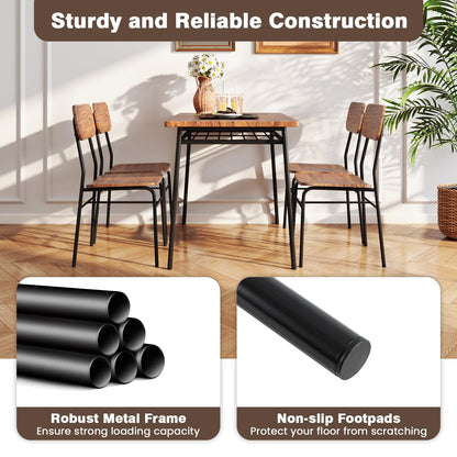 Rectangular Breakfast Kitchen Table Set with 4 Chairs and Storage Rack