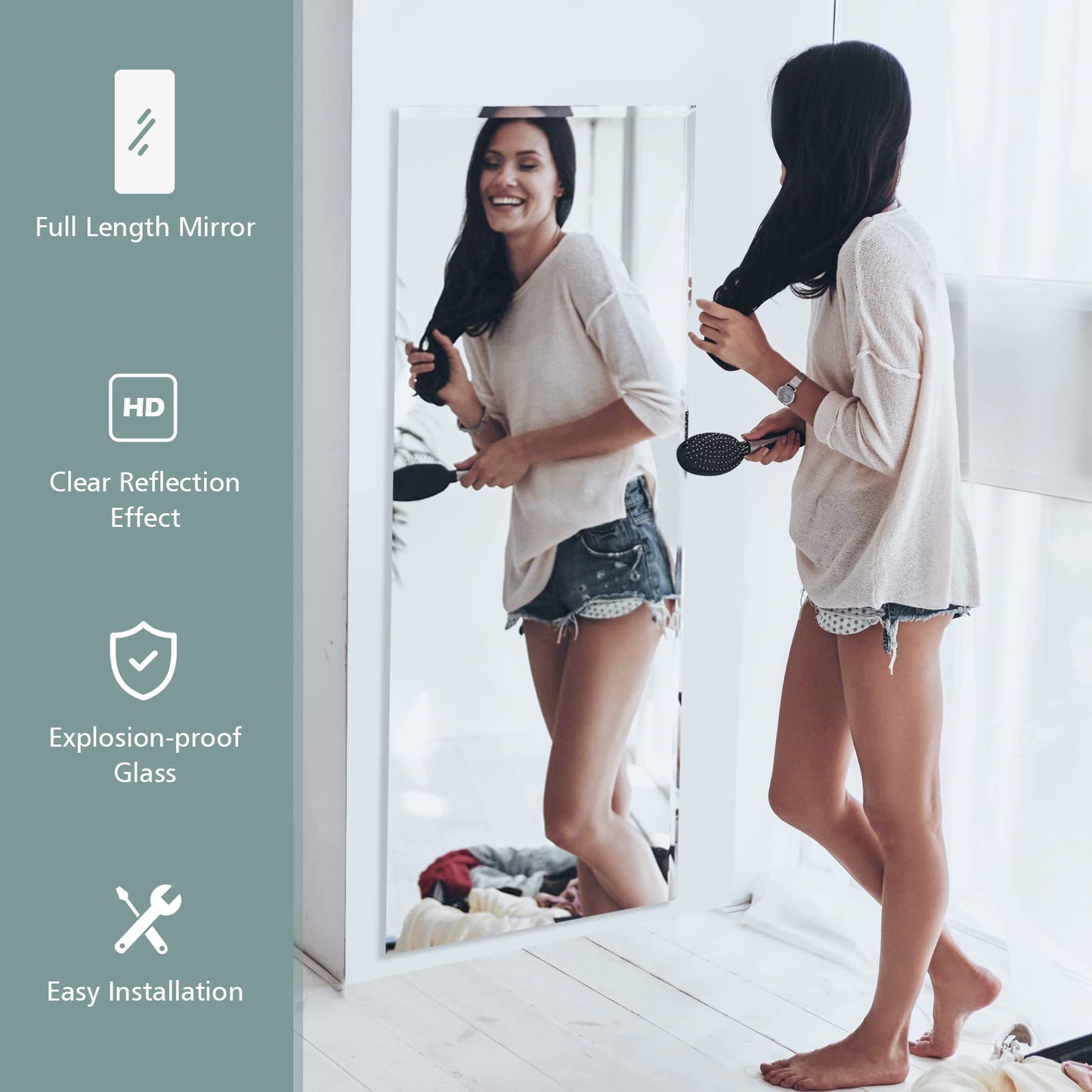 Full Length Wall Mounted Mirror for Bathroom Bedroom Entryway