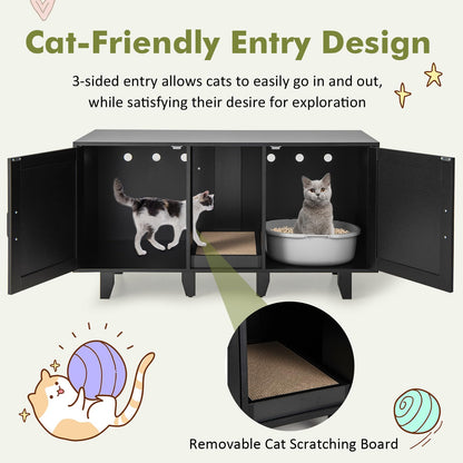 Cat Litter Box Enclosure with Scratching Board