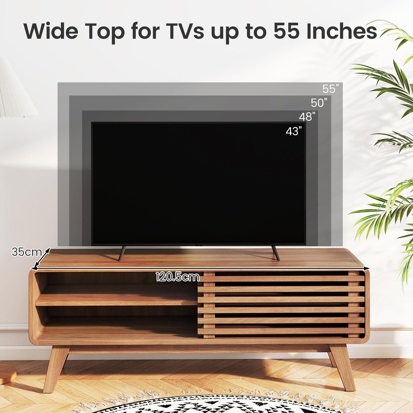 TV Stand for TVs up to 55 Inches Entertainment Center with Sliding Door