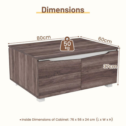 Coffee Table, Farmhouse Accent Sofa Side Snack Table with 4 Doors