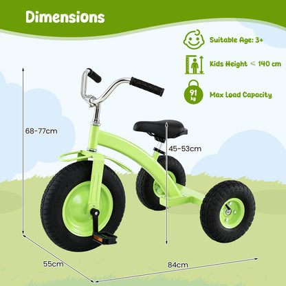 Kids Tricycle ( 84 x 55 x 68-77cm, without Storage Basket) | Carbon Steel Toddler Trike with Inflatable Rubber Tires
