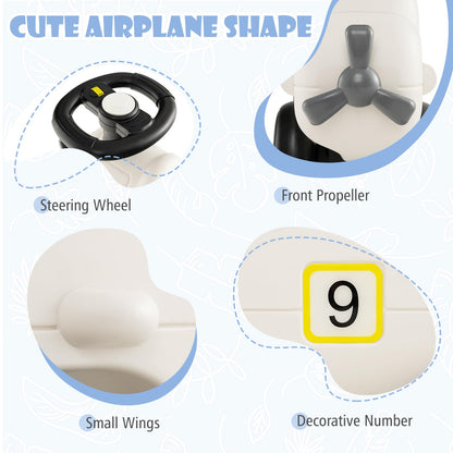 Kids Plane Ride On Toy Car with Cute Propeller and Flexible Steering Wheel