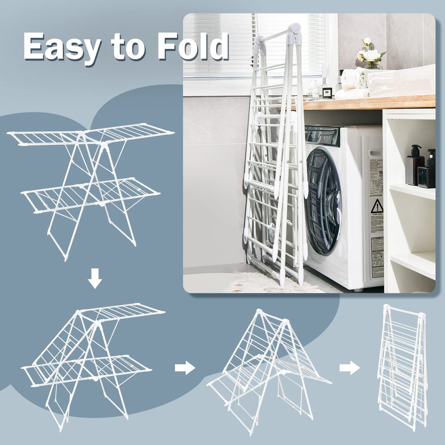 Folding Clothes Drying Rack for Indoor Outdoor