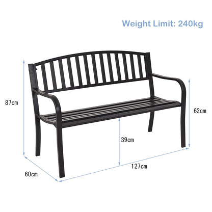 Metal Frame Stripe Pattern 2 Seater Garden Bench