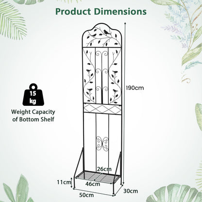 Garden Trellis with Foldable Shelf and Anti-Tipping Device