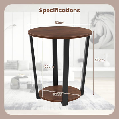 2-Tier Accent Side Table with Open Shelf