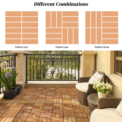 GiantexUK 27 PCS Decking Tiles 30x30cm Acacia Interlocking Flooring Tiles
