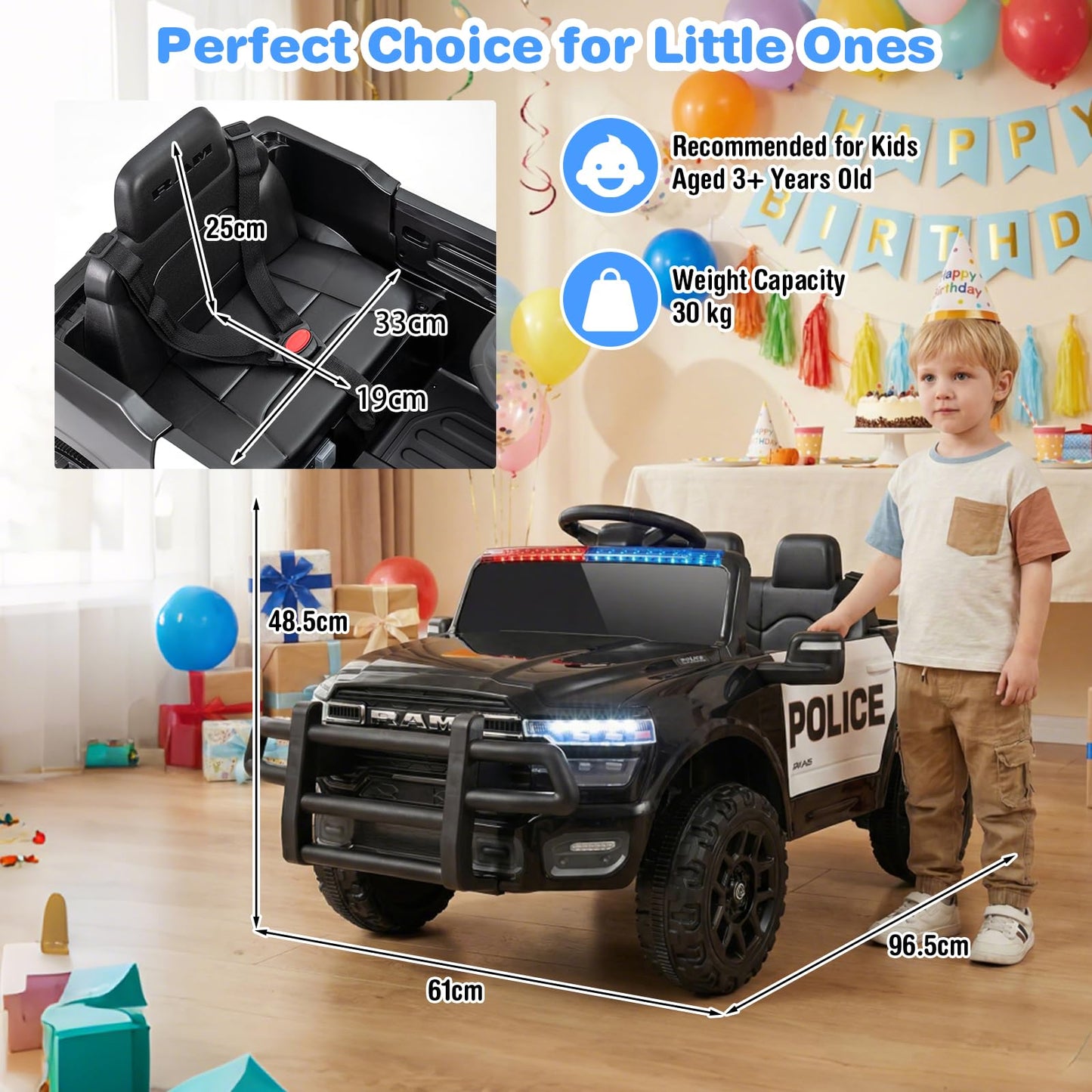 12V Kids Ride on Car with Remote Control, Lights
