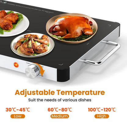 Electric Warming Tray with 53 x 40cm /40 x 30 cm Surface and Anti-Scalding Handles
