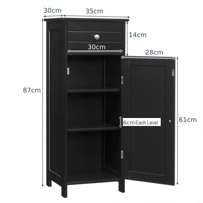Floor Standing Wooden Cupboard with Single Door and Drawer