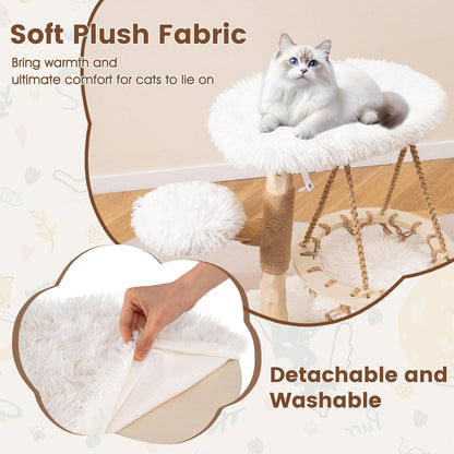 Cute Solid Wood Cat Tree Natural Branch Modern Kitten Tower