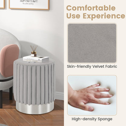 Upholstered Footrest Stool with Decorative Vertical Tufting and Heavy-duty Metal Base